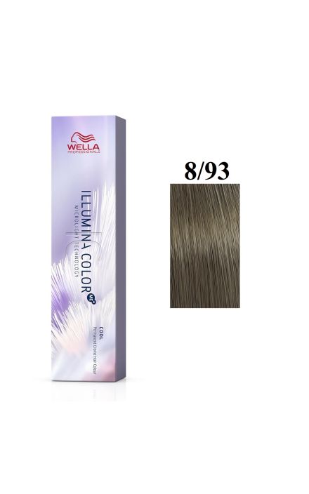 Vopsea permanenta Wella Professionals Illumina Color 8/93, Blond Deschis Auriu Albastru, 60ml 