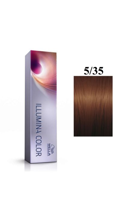 Vopsea permanenta Wella Professionals Illumina Color 5/35, Castaniu Deschis Auriu Mahon, 60ml 