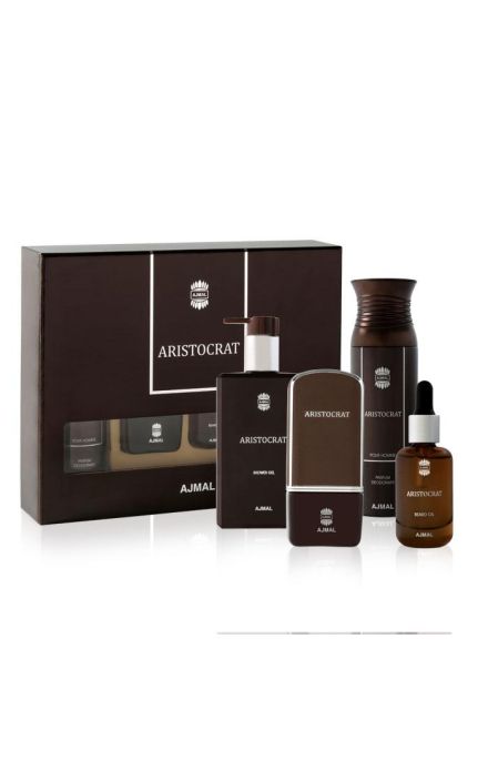AJMAL Set Cadou ARISTOCRAT 75 ML + 200 ML DEODORANT + 30 ML ULEI BARBA + 200 ML GEL DE DUS 
