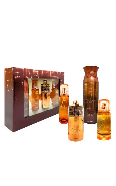 Shine Set Cadou: Apa de Parfum 75 ml + Lotiune de Corp 100 ml + Apa pentru Par 30 ml + Deodorant 200 ml 