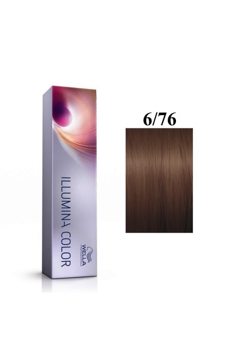 Vopsea permanenta Wella Professionals Illumina Color 6/76, Blond Inchis Maro Violet, 60ml 