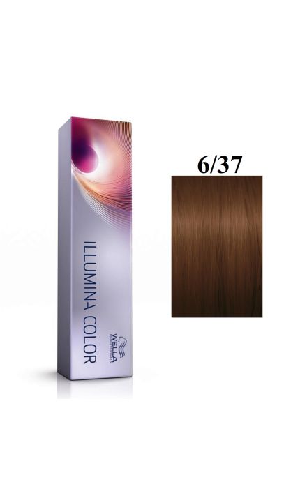 Vopsea permanenta Wella Professionals Illumina Color 6/37, Blond Inchis Auriu Castaniu, 60ml 