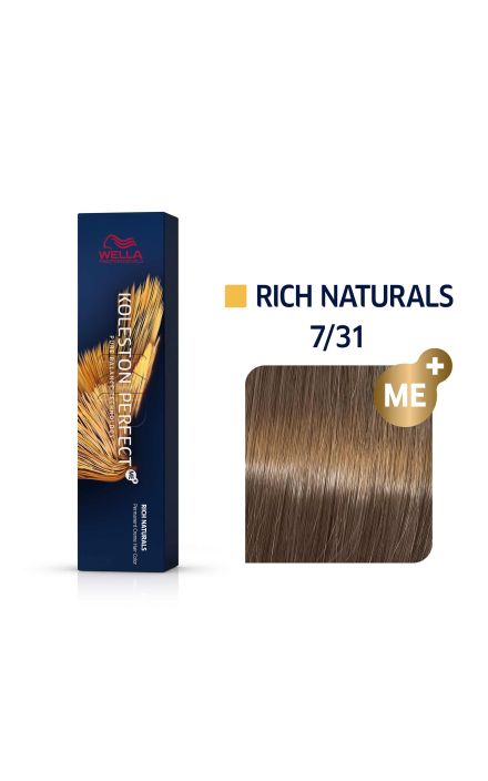 Vopsea permanenta Wella Professionals Koleston Perfect 7/31, Blond Mediu Auriu Cenusiu, 60ml 