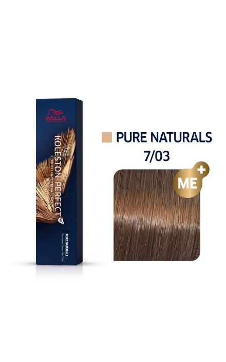 Vopsea permanenta Wella Professionals Koleston Perfect 7/03, Blond Mediu Natural Auriu, 60ml 