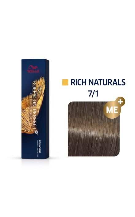 Vopsea permanenta Wella Professionals Koleston Perfect 7/1, Blond Mediu Cenusiu, 60ml 