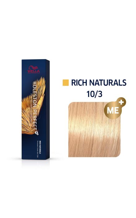 Vopsea permanenta Wella Professionals Koleston Perfect 10/3, Blond Luminos Deschis Auriu, 60ml 