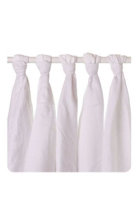 Set 5 museline din bumbac organic 70x70cm Alb XKKO 