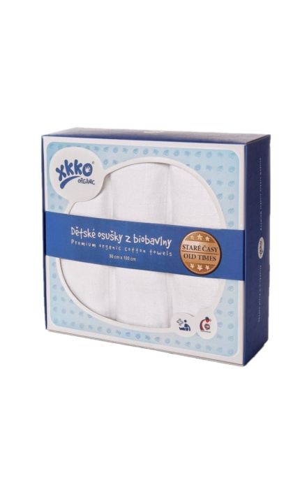 Set 3 prosoape muselina bumbac organic 90x100cm Alb XKKO 