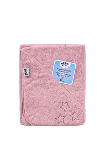 Prosop cu gluga bumbac organic Pink 90x90 cm XKKO 