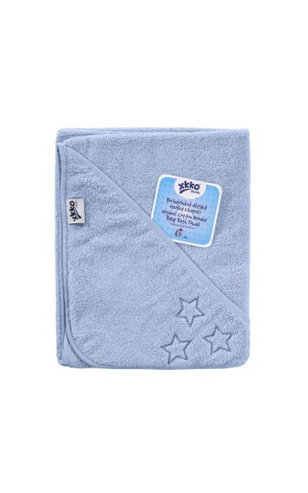 Prosop cu gluga bumbac organic Blue 90x90 cm XKKO 