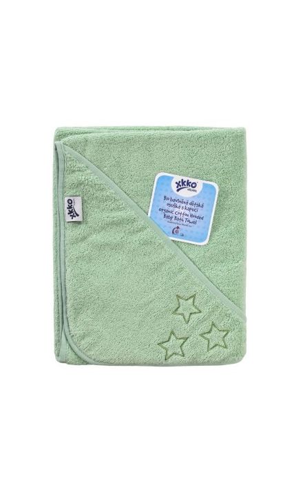 Prosop cu gluga bumbac organic Mint 90x90 cm XKKO 