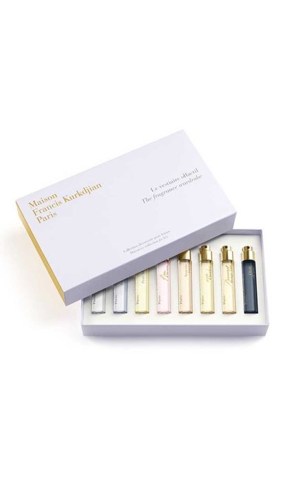 The Fragrance Wardrobe For Her Set Maison Francis Kurkdjian: Gentle Fluidity Gold, Extrait De Parfum, For Women, 11 ml + Gentle Fluidity Silver, Extrait De Parfum, For Women, 11 ml + Baccarat Rouge 540, Extrait De Parfum, For Women, 11 ml + Oud, Extrait D 