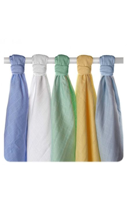 Set 5 museline din bumbac organic 70x70cm Old Times Boys Pastels XKKO 