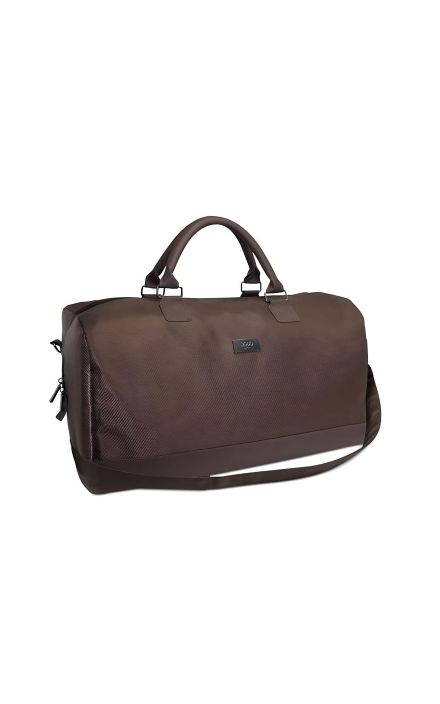 Hugo Boss, Duffle, Synthetic Leather, Textile Handbag, Weekend Bag, Dark Brown, 50 x 18 x 31 cm 