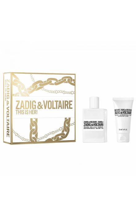 Set Zadig & Voltaire, This Is Her, Apa de Parfum pentru Femei, 50 ml + This Is Her, Lotiune de corp hidratanta, 50 ml 