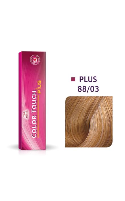 Wella Professionals, Color Touch Plus, Ammonia-Free, Semi-Permanent Hair Dye, 88/03 Intense Light Blonde Natural Gold, 60 ml 