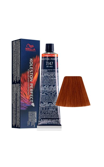 Vopsea de Par Permanenta Wella Professionals, Koleston Perfect Me+, 7/47 Medium Blonde Red Brown, 60 ml 