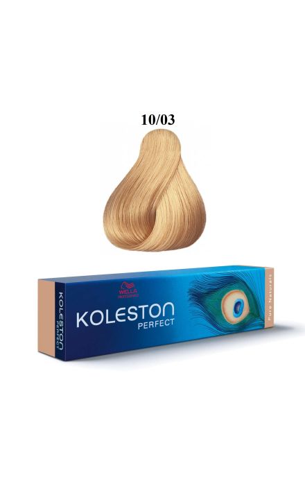 Vopsea de par permanenta Wella Professionals, Koleston Perfect, 10/03 Blond auriu natural stralucitor, 60 ml 