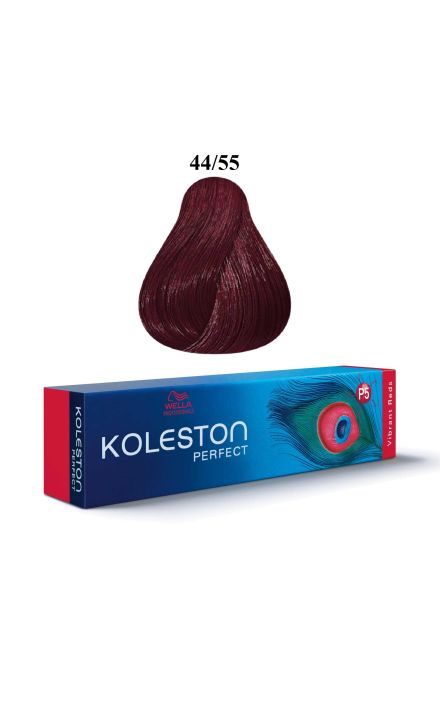 Vopsea de par permanenta,Wella Professionals, Koleston Perfect, 44/55 Saten mediu intens Mahon intens, 60 ml 