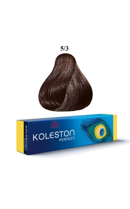Vopsea de par permanenta, Wella Professionals, Koleston Perfect,  5/3 Saten deschis auriu, 60 ml 