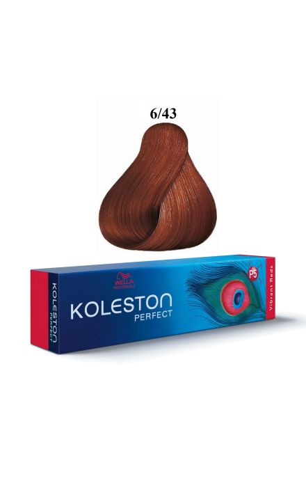 Vopsea de Par Permanenta Wella Professionals, Koleston Perfect, 6/43 Dark Blonde Golden Red, 60 ml 