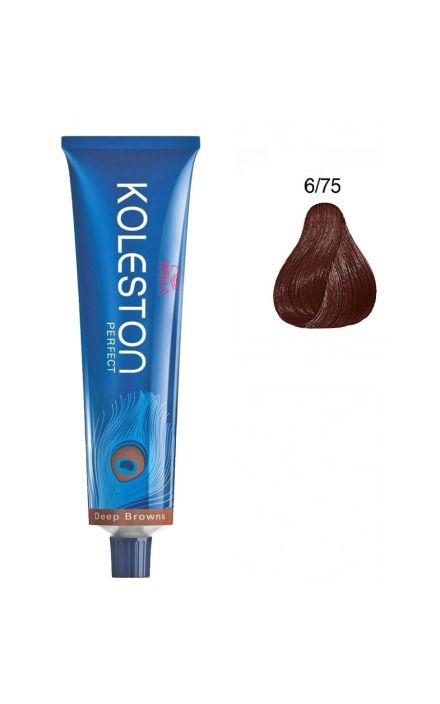 Vopsea de par permanenta, Wella Professionals, Koleston Perfect,  6/75 Blond inchis castaniu mahon, 60 ml 