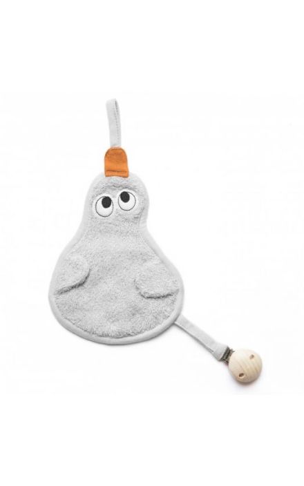 Textil din bambus pentru dentitie cu agatatoare suzeta din lemn Para Anthracite Gri