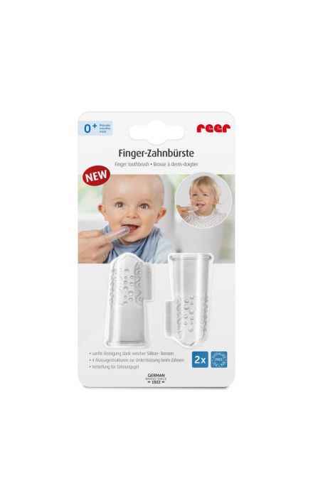 Periuta de dinti din silicon pentru folosire pe deget, 2 bucati Transparent