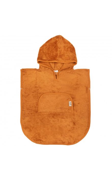 Poncho Copii din Bambus cu Anchior si Capsa Inca Rust Portocaliu