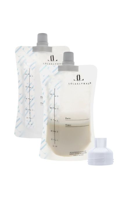 Pungi pentru Stocarea Laptelui Matern Lola&Lykke (10 buc) cu Adaptor Inclus Transparent