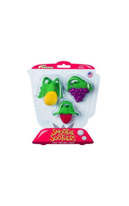 Set 3 jucarii dentitie din silicon - Smoothie Baby Banana Multicolor