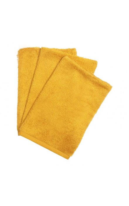 Set 3 manusi pentru baie, din bambus Ocru Galben
