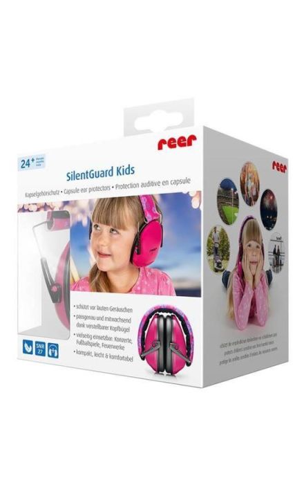 Casti antifonice pentru copii, ofera protectie auditiva, SNR 27, roz, 24+ luni, Reer SilentGuard Kids Girl 53094 Roz