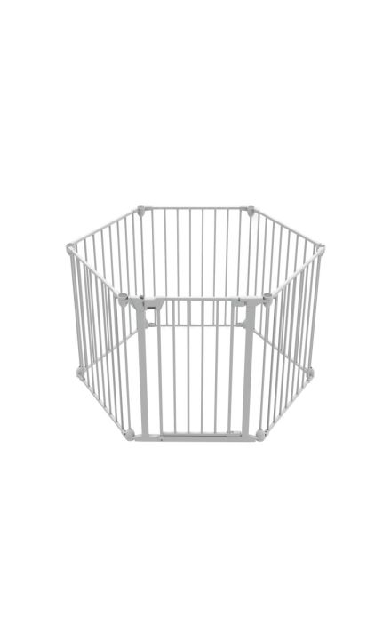 Tarc de joaca hexagonal modular cu saltea Noma, metal alb, N94023 Alb