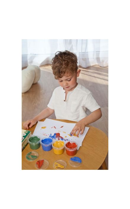 Set 4 culori vopsea organica pentru degete, pentru copii, 2 ani+, pentru pictat direct cu palma sau talpa, Gruenspecht 691-00 Multicolor