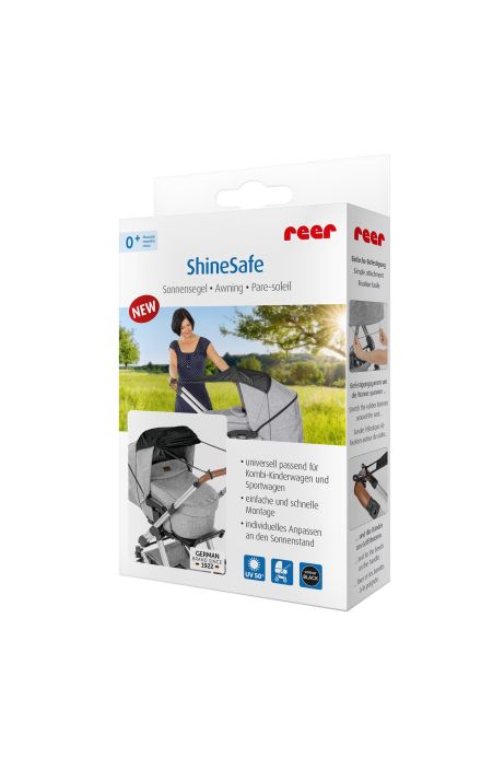 Copertina pentru protectie solara UV 50+, parasolar pentru carucior de copii, model universal, negru, Reer ShineSafe Black 84191 Multicolor