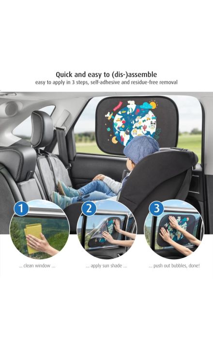 Set 2 parasolare auto cu lipire fara ventuze, TravelKid Sun Reer 86112 Negru