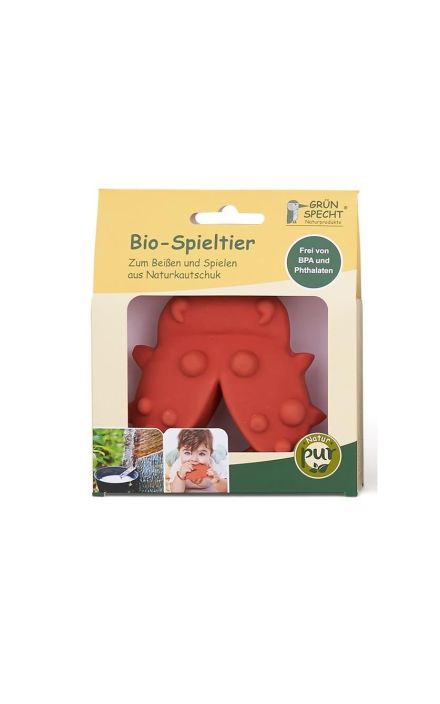Jucarie organica pentru dentitie, din cauciuc natural, Gargarita, Grunspecht 681-00 Rosu