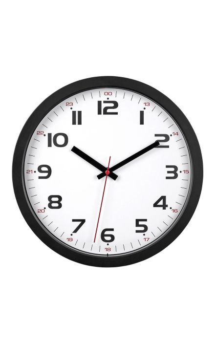 Ceas analog silentios de perete, cu capac din sticla, cifre mari, negru, TFA 60.3050.01 Alb / Negru