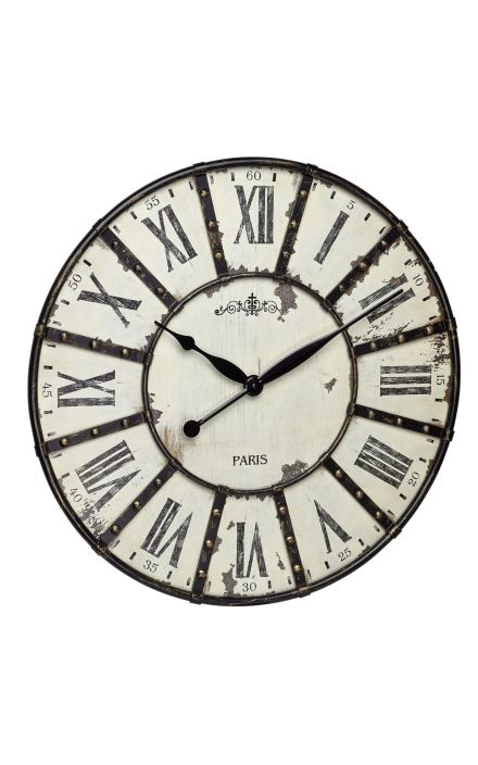 Ceas de perete VINTAGE XXL cu aplicatii din metal, analog, cifre romane, alb, TFA 60.3039.02 Alb