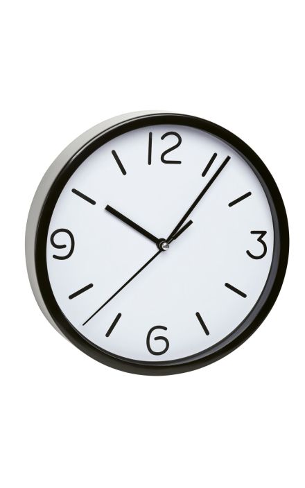 Ceas analog silentios de perete, cu capac din sticla, cifre mari, negru, TFA 60.3033.01 Negru