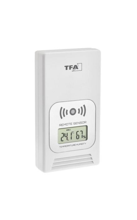 Transmitator wireless digital pentru temperatura si umiditate, afisaj LCD, alb, TFA 30.3241.02 Alb