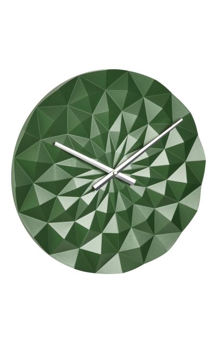 Ceas geometric de precizie, analog, de perete, creat de designer, model DIAMOND, verde metalic, TFA 60.3063.04 Verde