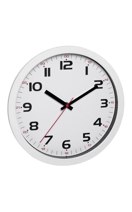 Ceas analog silentios de perete, cu capac din sticla, cifre mari, alb, TFA 60.3050.02 Alb