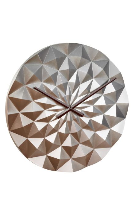 Ceas geometric de precizie, analog, de perete, creat de designer, model DIAMOND, roz auriu metalic, TFA 60.3063.51 Albastru