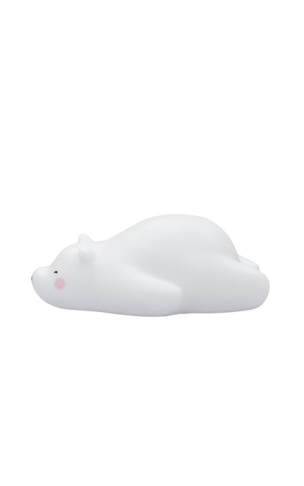 Lampa de veghe si veioza cu LED, lumina reglabila si oprire cronometrata, forma urs polar, alba, Lumilu Lazy Friends Bear, Reer 52230 Brown