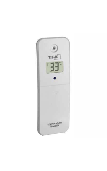 Transmitator wireless digital pentru temperatura si umiditate, afisaj LCD, alb, compatibil MARBELLA, TFA 30.3239.02 Alb