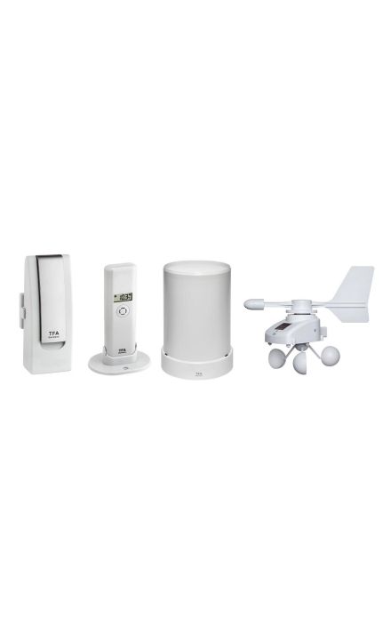 Sistem meteo SmartHome cu masurare temperatura, umiditate, precipitatii si viteza vant, data logger cu comunicare cu smartphone WEATHERHUB, TFA 31.4005.02 Alb