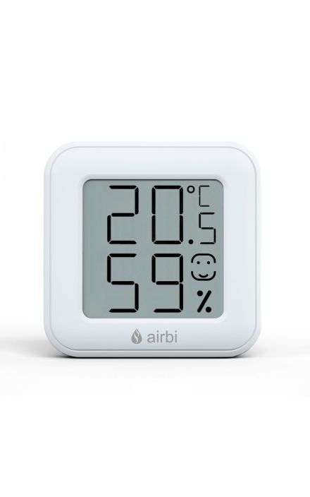 Termometru si higrometru digital de camera, ecran LCD, memorie, suport expandabil cu magnet, alb, AirBi SMILE BI1040 