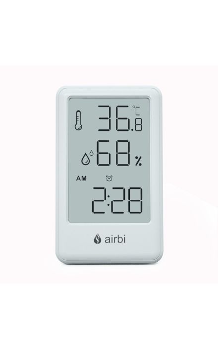 Termometru si higrometru digital de camera, ceas cu alarma, memorie, suport expandabil, alb, AirBi FRAME BI1051 